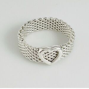 Tiffany & Co Silver Mesh Heart Ring